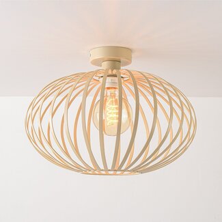 Deckenlampe Grata in Beige mit offenem Metallrahmen