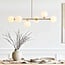 Design-Hängelampe Aster – beige mit milchweißem Glas, 6-flammig