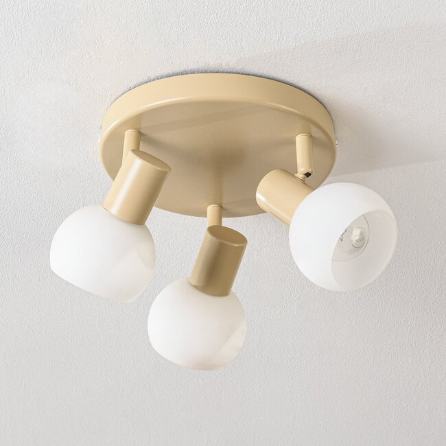 3-flammige Deckenleuchte Orlando – beige mit milchweißem Glas