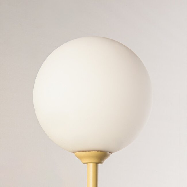 Moderne beige Wandleuchte Runda mit milchweißem Glas, 2-flammig