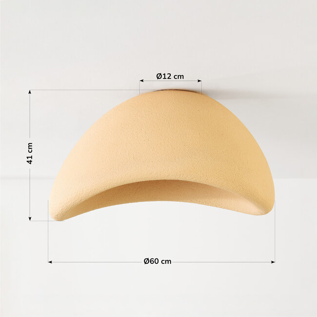 Wabi-Sabi-Deckenleuchte Concrete Aura 60 cm – in hellem Karamell mit Steineffekt