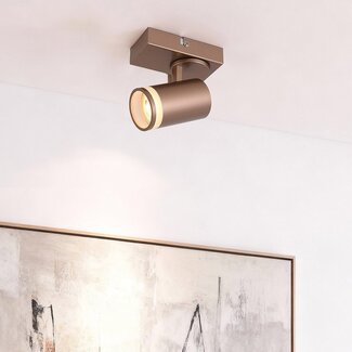 Moderner Deckenstrahler Dotto in warmer Erdfarbe, 1-flammig – ausrichtbar