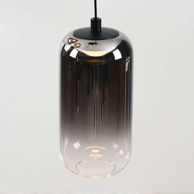 3-stufig dimmbare Hängelampe Kafei mit LED und Glaskappen in Gold, Rauch und Kupfer