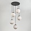 5-flammige moderne Pendelleuchte Marbelle Schwarz mit Glas in Marmoroptik