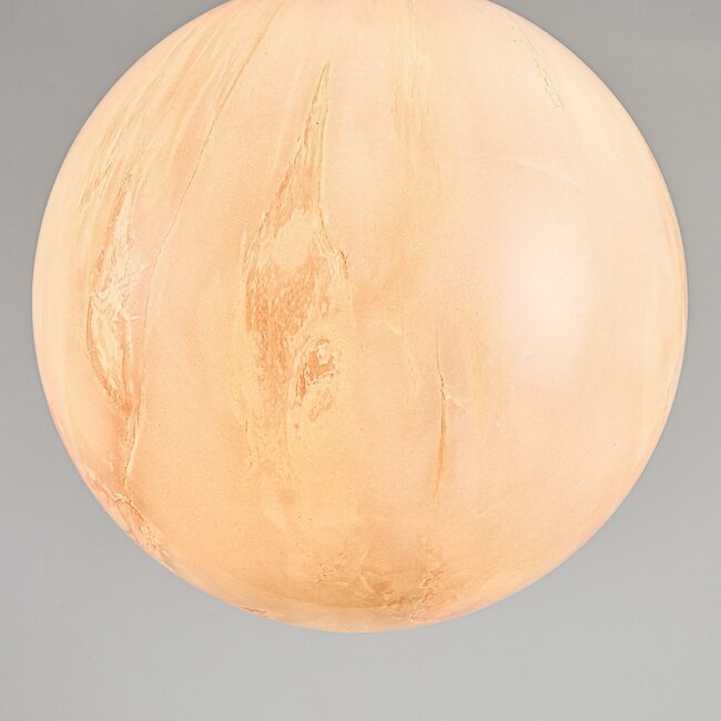 1-flammige Hängelampe Tessra mit Glas in Marmoroptik und Messinggold