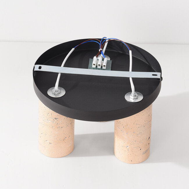 Deckenleuchte Cova mit drei Spots in warmer Travertinoptik