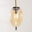 4-flammige Hängelampe Delia mit Rauchglas und amber Glas und goldenen Akzenten