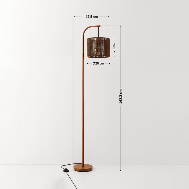 Stehlampe Reed mit warmbraunem geflochtenen Schirm – 160 cm