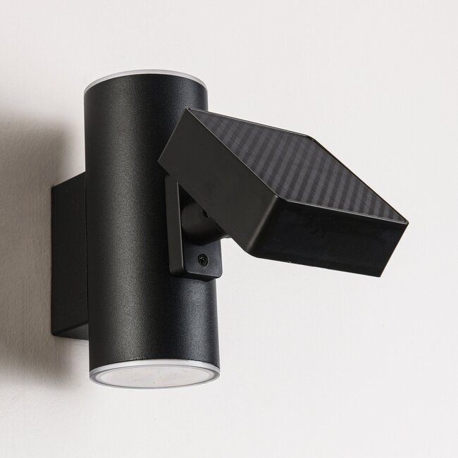 Solar-Wandleuchte Atri – schwarz mit Up- und Downlight