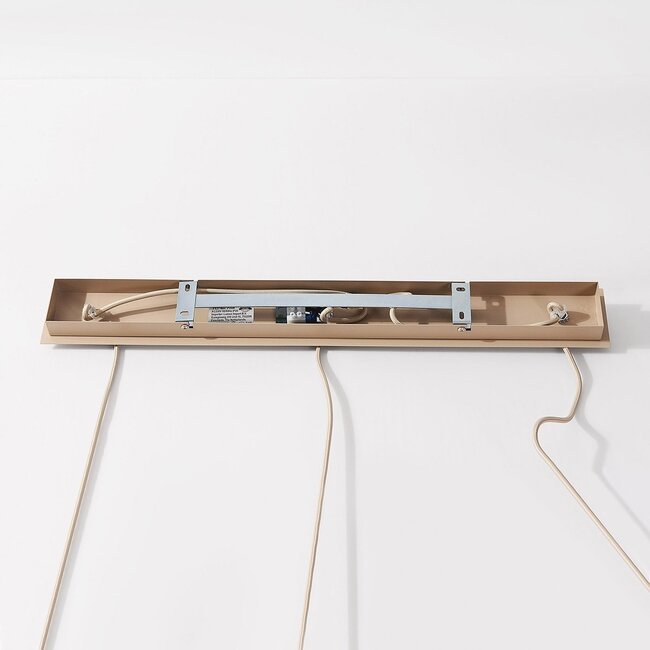 3-flammige Hängelampe Carrizo in Beige mit gewebtem Papierseil