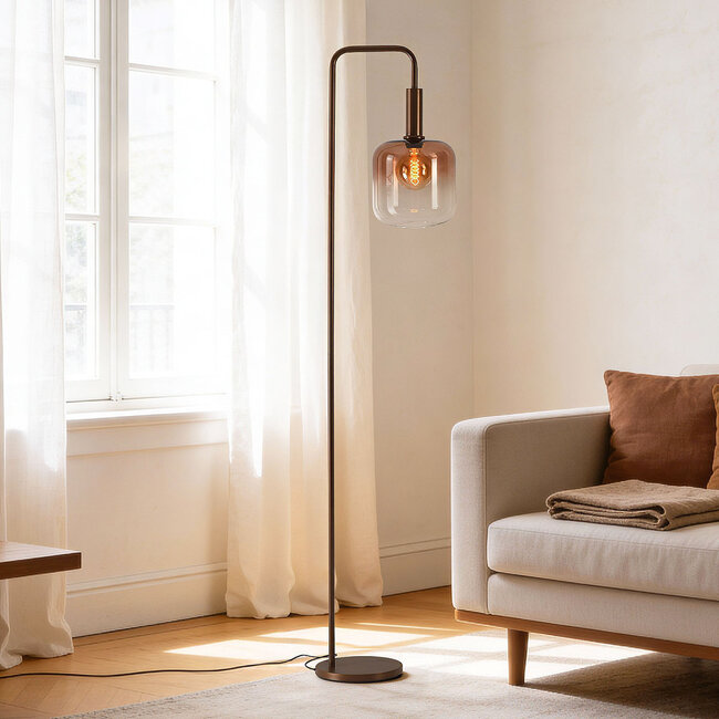 Stehlampe Piedi mit braunem Ombré-Glas