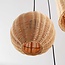 Boho-Hängelampe Misu aus Rattan mit drei naturfarbenen Schirmen