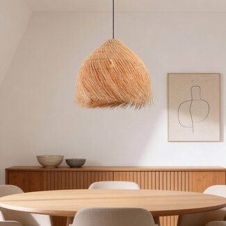 Boho-Pendelleuchte Yori Ø40 cm - Rattan mit Fransen-Design