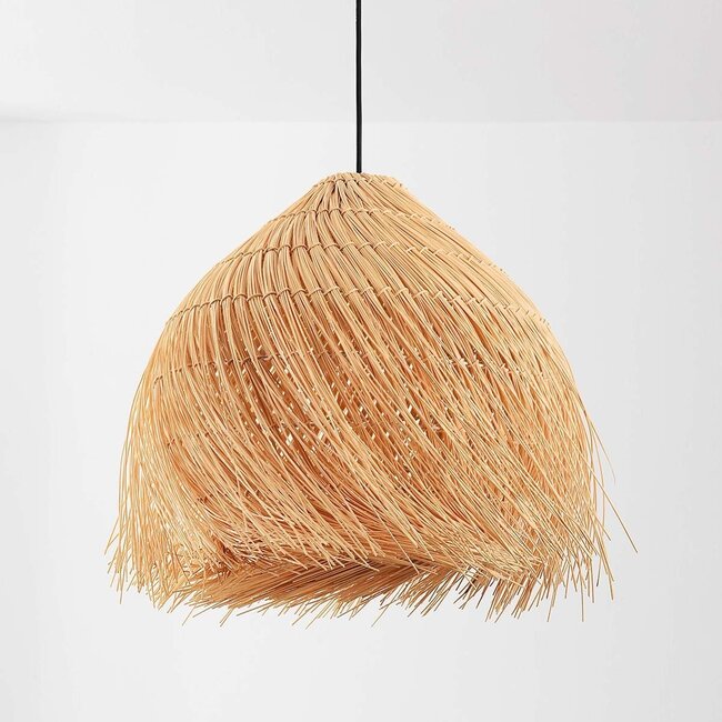 Boho-Hängelampe Yori aus Rattan mit verspieltem Fransen Design – Ø40 cm