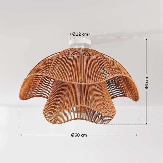 Natürliche Deckenleuchte Eira aus Papierkordel in organischer Form