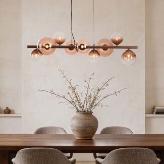 Design-Hängelampe Ennea 9-flammig mit braunem Ombre-Glas