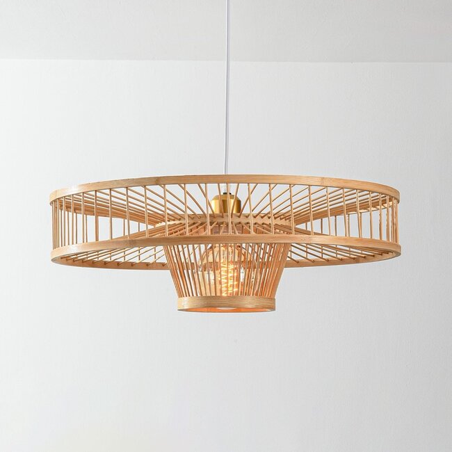 Design-Pendelleuchte Solara - offenes Bambusdesign