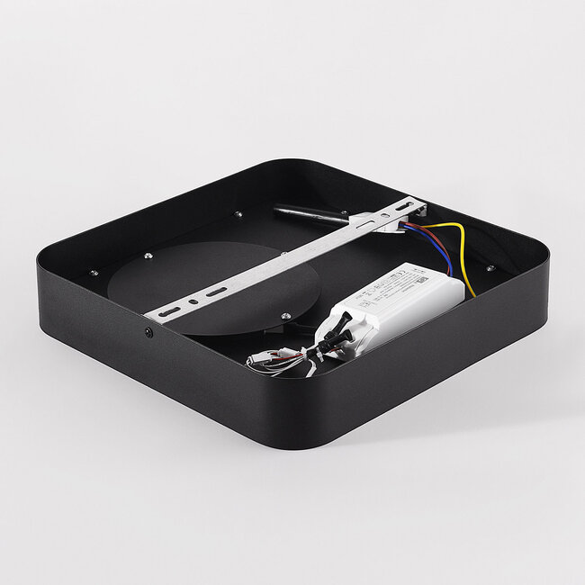 Deckenleuchte Cercal mit 3-stufig dimmbaren LEDs und schwarzem Steineffekt in Grau – 30 × 30 cm