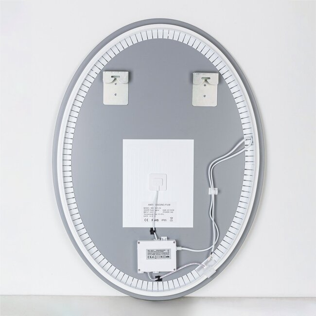 Badezimmerspiegel Illura 60 x 80 cm mit dimmbaren LEDs, Berührungssensor, einstellbaren Farben und Spiegelheizung