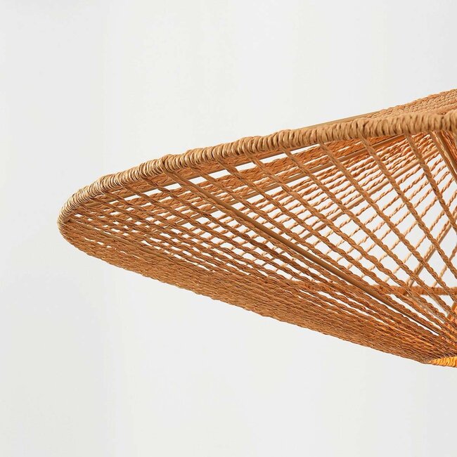 Hängelampe Orana mit doppeltem Schirm aus geflochtenem Papier in Naturfarbe