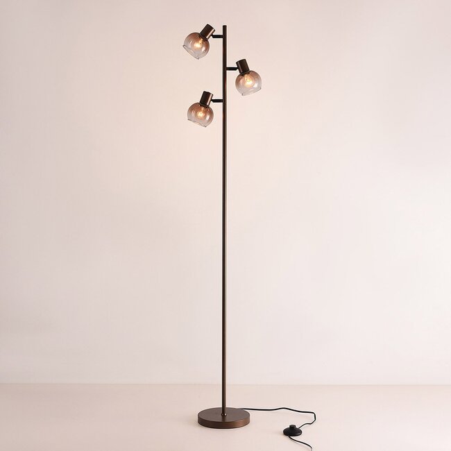 Stehlampe Duna mit braunem Ombré-Glas, 3-flammig