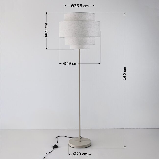 Stehlampe Zhuo mit Leinenschirm - beige