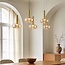 5-flammige Pendelleuchte Valira - Amberglas mit goldenen Details, Fernbedienung und dimmbar