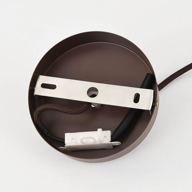 Hängelampe Zavon mit geschichtetem Stoffschirm in Dunkelbraun