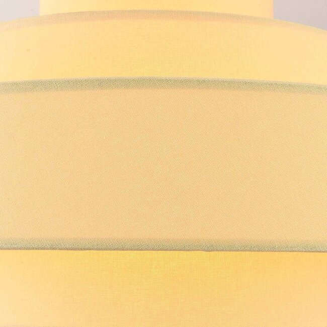 Hängelampe Zavon mit geschichtetem Stoffschirm in Creme-Beige