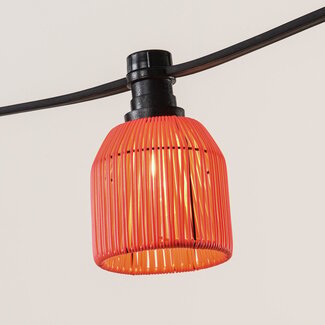 Schirm für Illu-Lichterketten-Lampen in Rattanoptik - rot