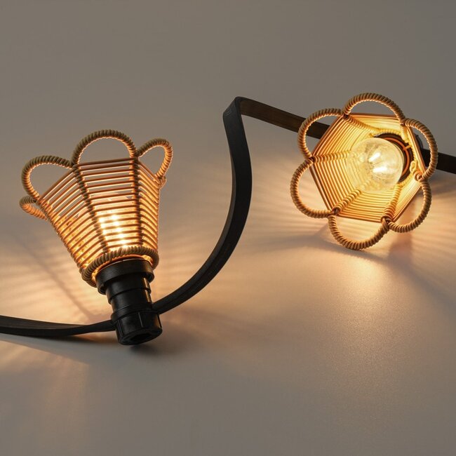 Schirm für Illu-Lichterketten-Lampen - Holzfarbe