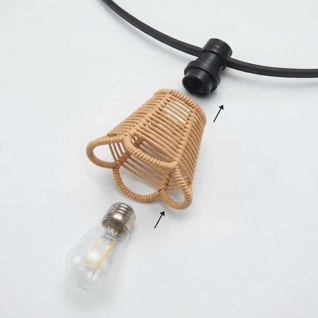 Schirm für Illu-Lichterketten-Lampen - Holzfarbe