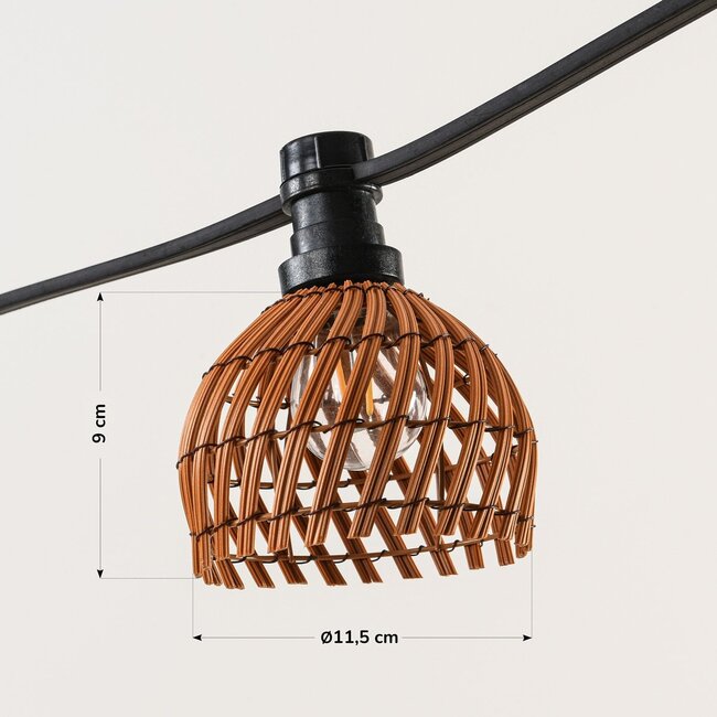 Schirm für Illu-Lichterketten-Lampen mit Rattan-Look - dunkle Holzfarbe