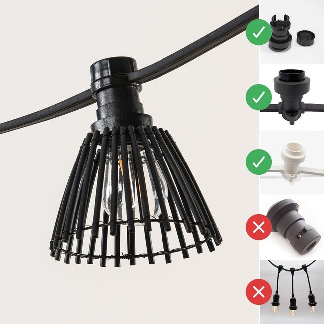 Lampenschirm in Rattan-Optik in Schwarz für Illu-Lichterkette
