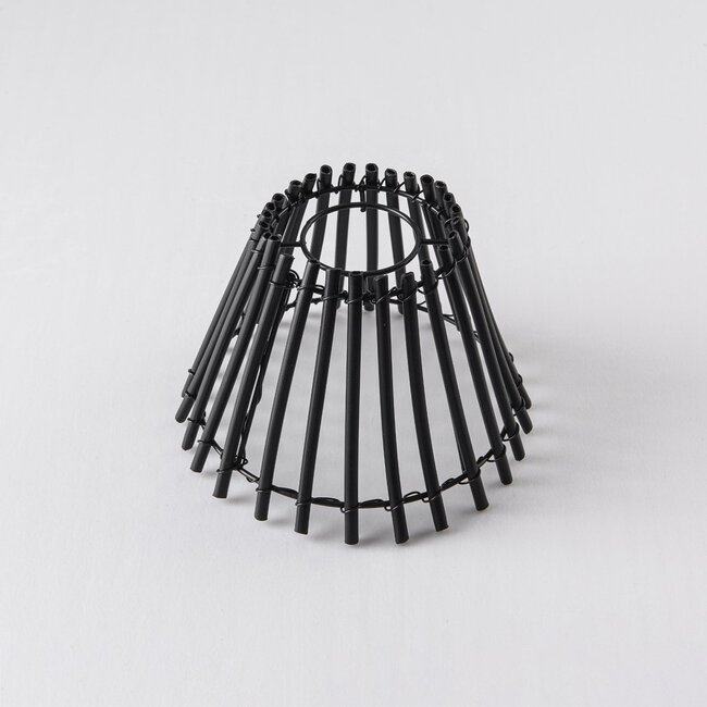 Lampenschirm in Rattan-Optik in Schwarz für Illu-Lichterkette