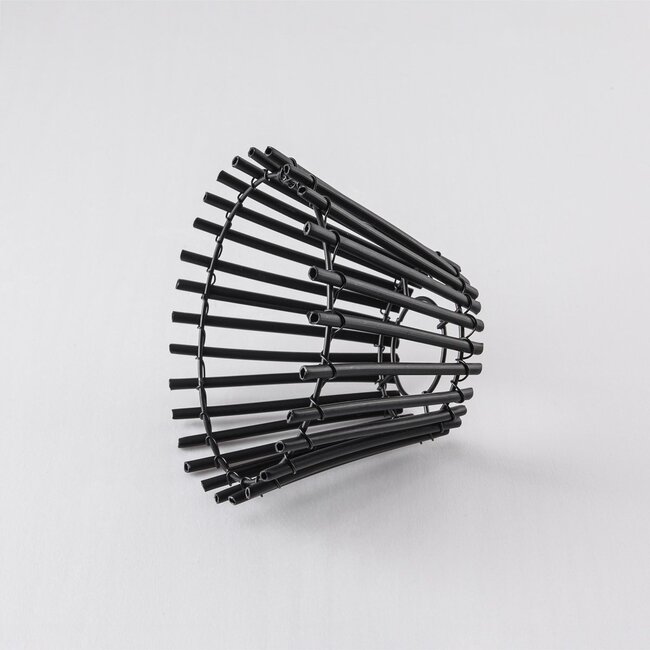 Lampenschirm in Rattan-Optik in Schwarz für Illu-Lichterkette
