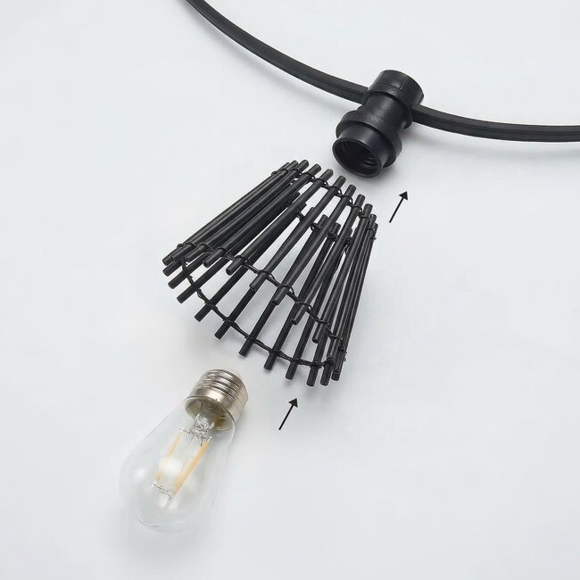 Schirm für Illu-Lichterketten-Lampen mit Rattan-Look - schwarz