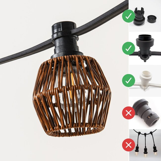 Lampenschirm in dunkler Rattan-Optik für Illu-Lichterkette