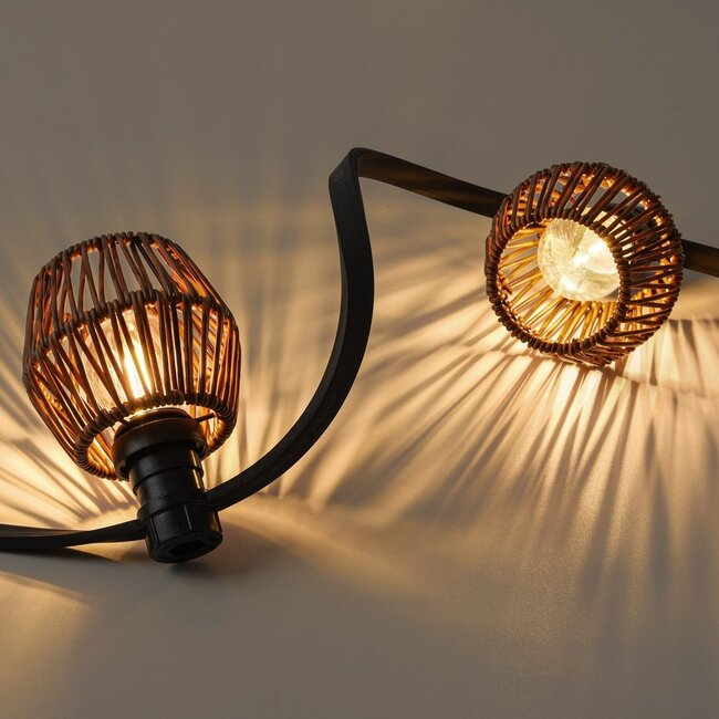 Lampenschirm in dunkler Rattan-Optik für Illu-Lichterkette