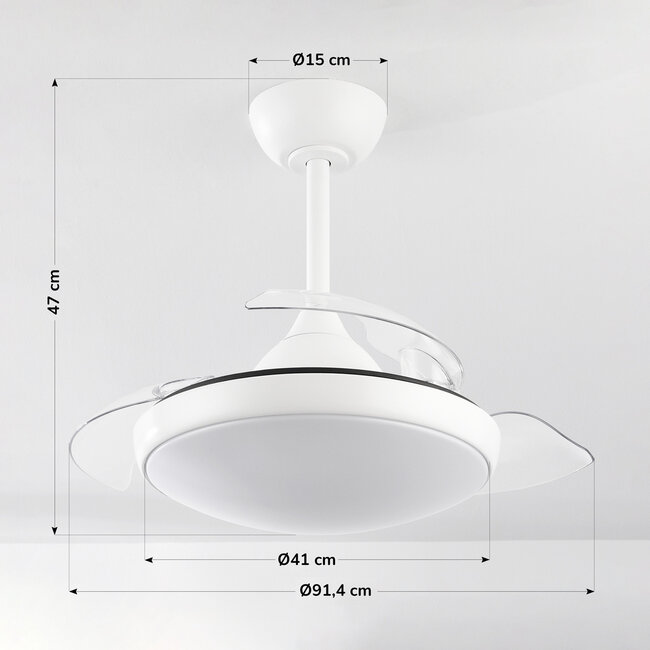 Deckenventilator weiß inkl. LED und Fernbedienung - Haizea