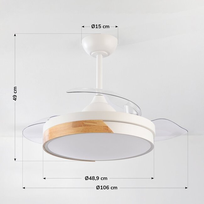Deckenventilator mit integrierter Lichtquelle und Holzdetails - Vjetar