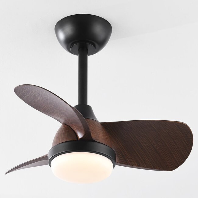 Kompakter Deckenventilator Vietor inkl. LED und Fernbedienung - schwarz mit dunkelbraun