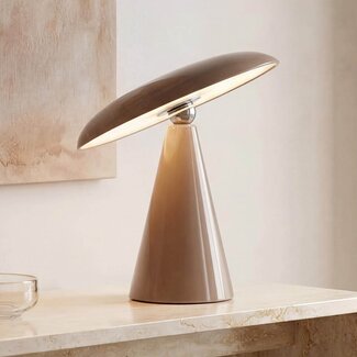 Wiederaufladbare Tischlampe Ariso Taupe mit Touch-Dimmer und einstellbarer Lichtfarbe