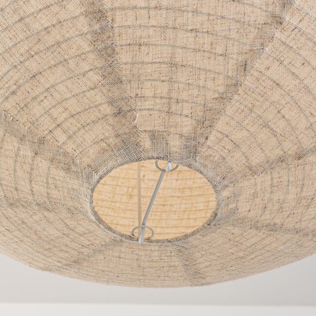 Hängelampe Amare beige mit rundem Leinenschirm Ø60 cm
