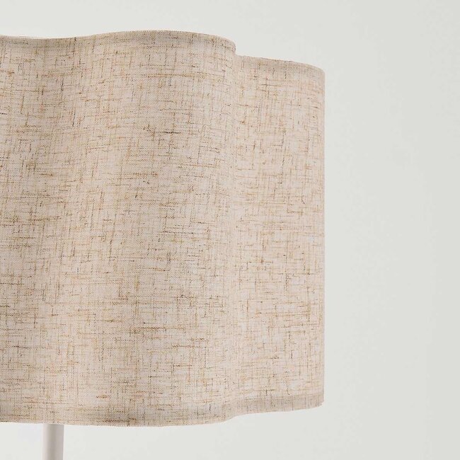 Stehlampe Hiros beige mit Leinenschirm