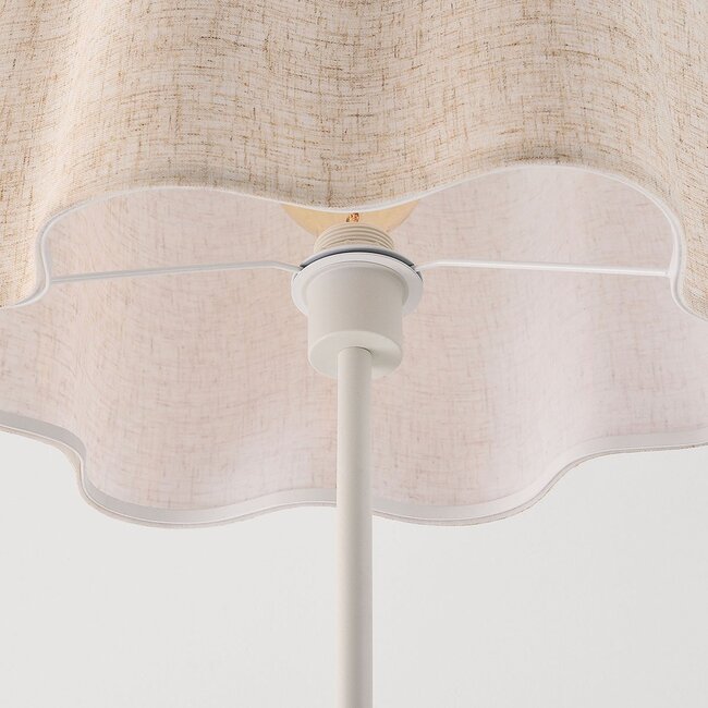 Stehlampe Hiros beige mit Leinenschirm