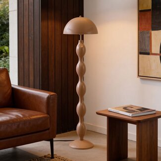 Design Stehleuchte Mura warm taupe aus Metall