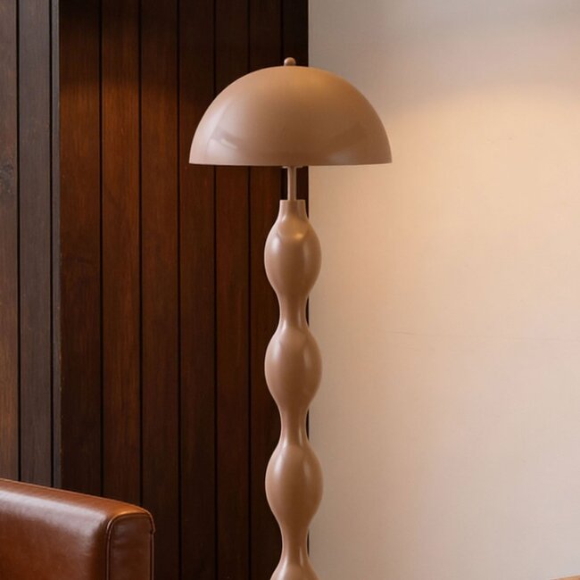 Design Stehleuchte Mura warm taupe aus Metall