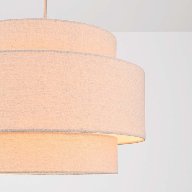 Pendelleuchte Corra - Beige mit geschichtetem Leinenschirm