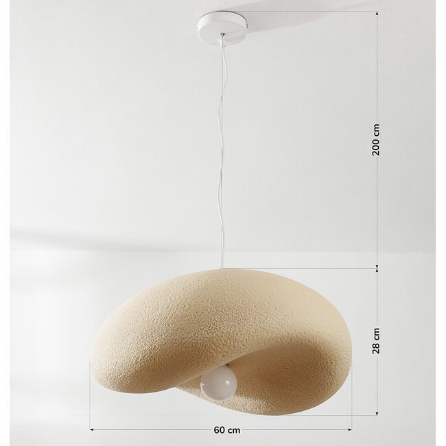 Wabi Sabi Hängelampe Kawa mit sandbeigem Steineffekt – 60 x 55 cm